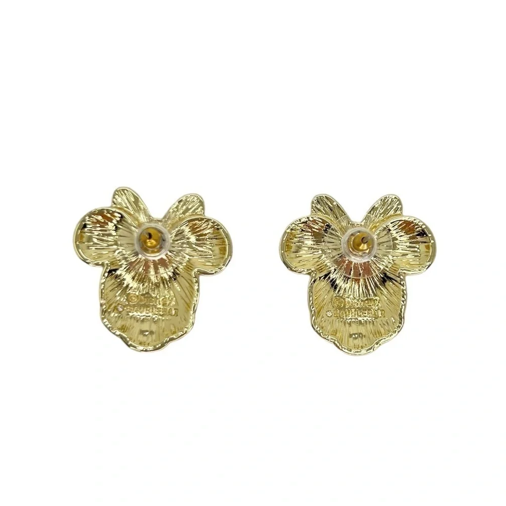 Disney x Baublebar Minnie Mouse Earrings Red Bow Crystals Gold Plated New NWT